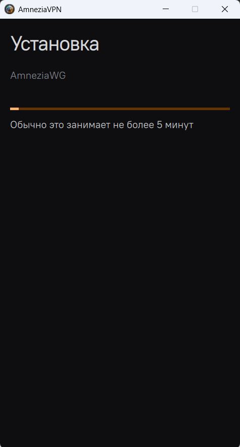 Завершение автонастройки Amnezia VPN